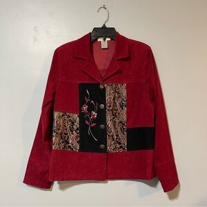 Notations Women’s Paisley 4 Button Vintage Jacket In Red And Black Size PS Retro